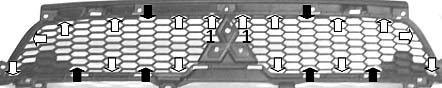 Установка верхней защитной сетки радиатора на Mitsubishi Outlander XL 2010-2012 г.в.