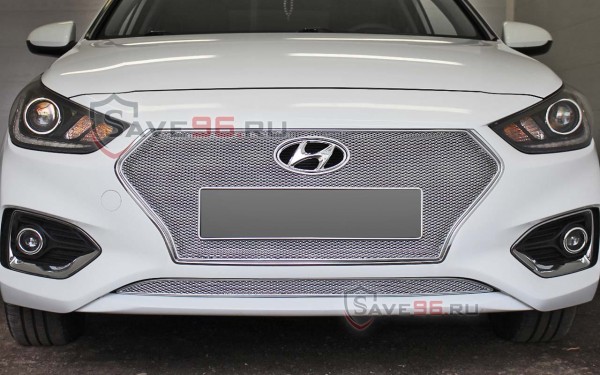 Защита радиатора «Премиум» на Hyundai Solaris, 2017-2019, 2 поколение