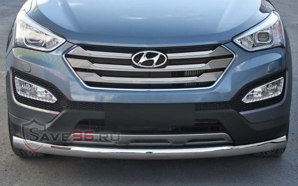 Защита Передняя – Одинарная (Овал) на Hyundai Santa Fe, 2012-2016, 3 поколение (DM)