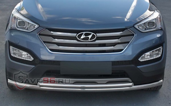 Защита Передняя – Двойная (Круг) на Hyundai Santa Fe, 2012-2016, 3 поколение (DM)