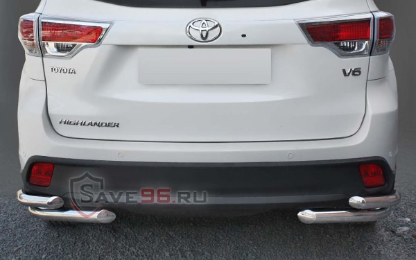 Защита Задняя – Уголки двойные (Круг) на Toyota Highlander, 2013-2016, 3 поколение (U50)