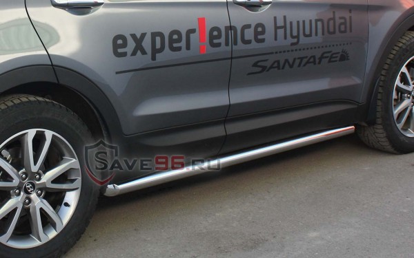 Защита Порогов – Без площадки (Круг) на Hyundai Santa Fe, 2012-2016, 3 поколение (DM)