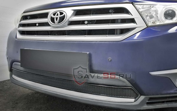 Защита радиатора «Премиум» на Toyota Highlander, 2010-2013, 2 поколение (U40), рестайлинг
