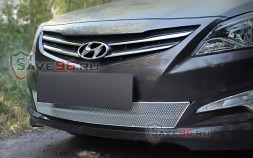 Защита радиатора «Оптимал» на Hyundai Solaris, 2014-2017, 1 поколение, рестайлинг