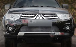 Защита радиатора «Оптимал» на Mitsubishi Pajero Sport, 2013-2016, 2 поколение, рестайлинг (калужская сборка)