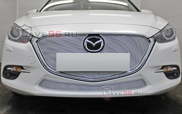 Защита радиатора «Премиум» на Mazda 3, 2016-2019, 3 поколение (BM), рестайлинг
