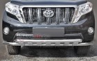 Защита Передняя – Двойная с клыками 2 (Круг) на Toyota Land Cruiser Prado, 2013-2018, 150 Series, рестайлинг 1