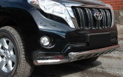 Защита Передняя – Двойная с клыками 2 (Круг) на Toyota Land Cruiser Prado, 2013-2018, 150 Series, рестайлинг 1