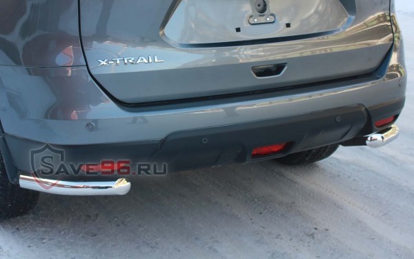 Защита Задняя – Уголки одинарные (Круг) на Nissan X-Trail, 2014-2019, 3 поколение (T32)