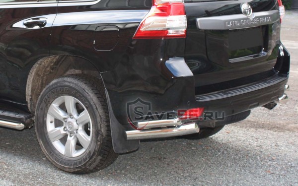 Защита Задняя – Уголки двойные (Круг) на Toyota Land Cruiser Prado, 2013-2018, 150 Series, рестайлинг 1