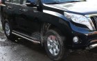 Защита Штатных Порогов – Без площадки (Круг) на Toyota Land Cruiser Prado, 2013-2018, 150 Series, рестайлинг 1