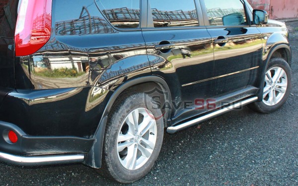 Защита Порогов – Без площадки (Круг) на Nissan X-Trail, 2011-2015, 2 поколение (T31), рестайлинг