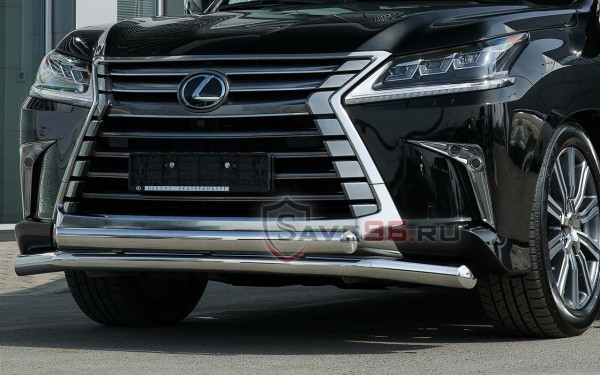 Защита Передняя – Двойная (Круг + Овал) на Lexus LX, 2014-2019, 3 поколение, рестайлинг 2