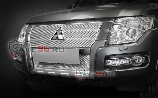 Защита радиатора «Премиум» на Mitsubishi Pajero, 2014-2019, 4 поколение, рестайлинг 2